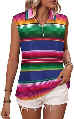 Mexican Stripe T Shirts Golf Tank Top Women Moisture Wicking Tennis Tops Sleeveless Pullover Dry Fit Jersey Vests in Saudi Arabia