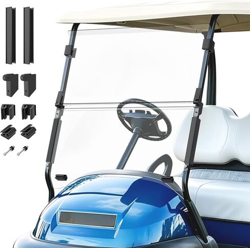 Golf Cart Windshield, Club Car Windshield with all Windshield Clips, Fold Down Windshield Anti-UV Impact Resistant Fits 2004-Up Club Car Precedent, Tempo, Onward Golf Carts-37.59"W X 33.97"H in Saudi Arabia