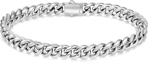 Saintda 8mm Miami Cuban Link Bracelet for Men - 18K Real Gold Plated 316L Stainless Steel Chain - Non-Tarnish Hypoallergenic Curb Link Bracelet Jewelry Gift for Him, 7/8/9 Inch in Saudi Arabia