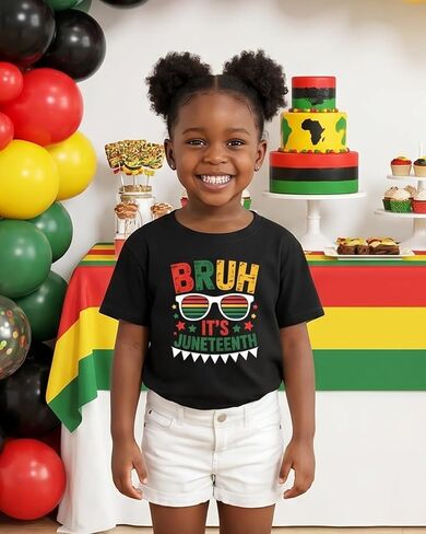 قميص للأطفال الصغار Juneteenth 19,1865 للأولاد والبنات تي شيرت بأكمام قصيرة أسود وتاريخ يوم الحرية للأطفال تي شيرت 2-8T in Kuwait