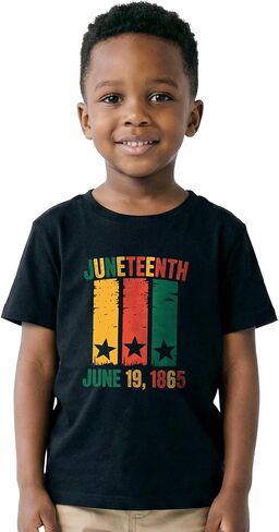 قميص للأطفال الصغار Juneteenth 19,1865 للأولاد والبنات تي شيرت بأكمام قصيرة أسود وتاريخ يوم الحرية للأطفال تي شيرت 2-8T in Kuwait