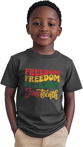 قميص للأطفال الصغار Juneteenth 19,1865 للأولاد والبنات تي شيرت بأكمام قصيرة أسود وتاريخ يوم الحرية للأطفال تي شيرت 2-8T in Kuwait