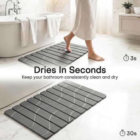 Linidcoud Foldable Stone Bath Mat, Non Slip Large Diatomaceous Shower Mat, Super Absorbent Quick Drying Stone Mat for Bathroom Kitchen Floor Counter Sink,Easy to Clean & Store (24" x 16" Dark Gray) in Saudi Arabia