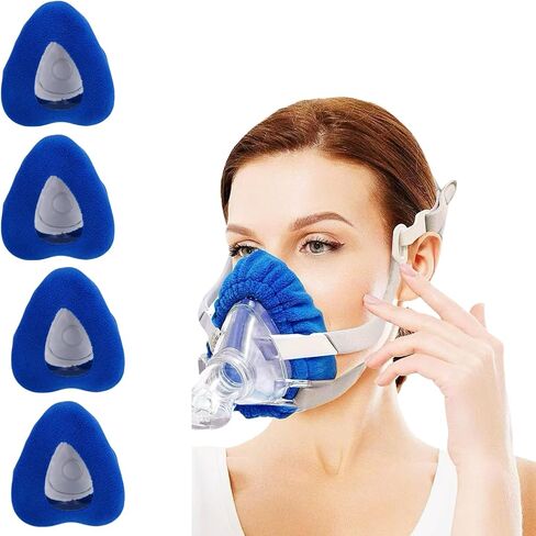 4 Pack Face Mask Liners, Blue, One Size Fit All Soft & Moisture Wicking | Compatible with All Size Full Face Mask, Reusable Cushion Covers, Absorbs Facial Oils and Moisture in Saudi Arabia