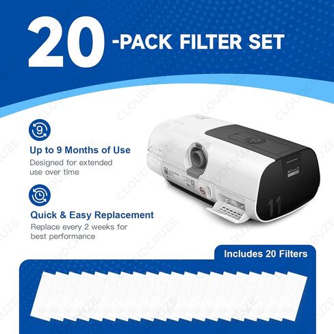 Replacement Water Chamber for Airsense 11 & AirCurve 11 with 20-Pack Filters, Water Tank Compatible with HumidAir Standard Tub for Air11 Devices, AirSense 11 Supplies in Saudi Arabia