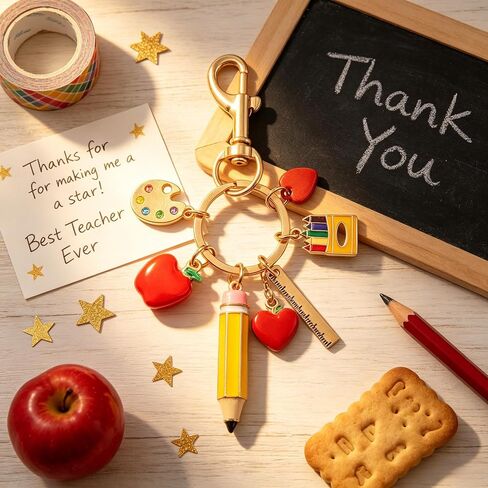 Teacher Appreciation Keychain - Apple Pencil Palette Bag Charms - Graduation Retirement Thank You Gifts for Teachers in Saudi Arabia
