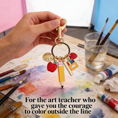 Teacher Appreciation Keychain - Apple Pencil Palette Bag Charms - Graduation Retirement Thank You Gifts for Teachers in Saudi Arabia