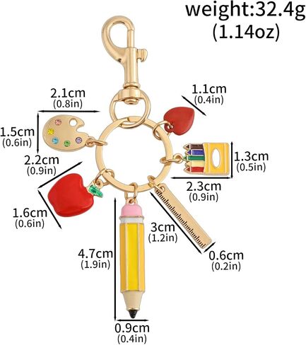 Teacher Appreciation Keychain - Apple Pencil Palette Bag Charms - Graduation Retirement Thank You Gifts for Teachers in Saudi Arabia