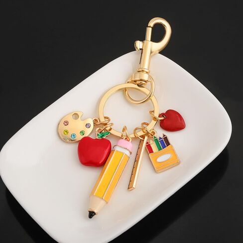 Teacher Appreciation Keychain - Apple Pencil Palette Bag Charms - Graduation Retirement Thank You Gifts for Teachers in Saudi Arabia