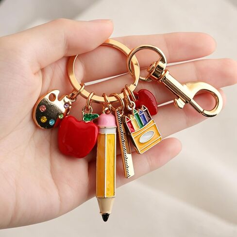 Teacher Appreciation Keychain - Apple Pencil Palette Bag Charms - Graduation Retirement Thank You Gifts for Teachers in Saudi Arabia