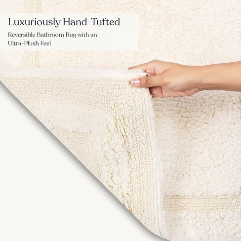 Organic Cotton Reversible Bath Mat – 3000 GSM, GOTS Certified, Ultra-Thick & Super Absorbent | Soft, Plush & Quick-Drying Bathroom Rug (Ivory, 20x30) in Saudi Arabia