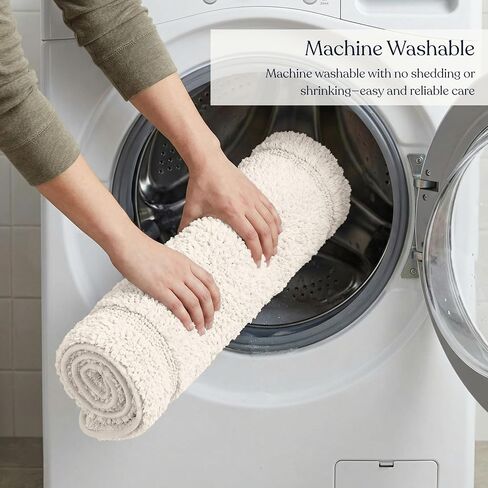 Organic Cotton Reversible Bath Mat – 3000 GSM, GOTS Certified, Ultra-Thick & Super Absorbent | Soft, Plush & Quick-Drying Bathroom Rug (Ivory, 20x30) in Saudi Arabia