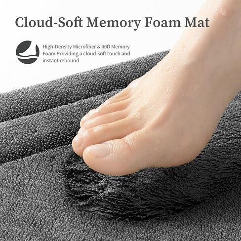 YIHOUSE Bathroom Rugs Sets 2 Piece, Towel-Like Soft Absorbent Thick High Density Memory Foam Bath Mat Set, Non-Slip Machine Washable Bath Rugs for Bathroom, Tub & Shower (32"x20"+24"x17", Dark Grey) in Saudi Arabia