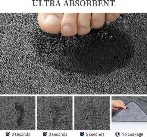 YIHOUSE Bathroom Rugs Sets 2 Piece, Towel-Like Soft Absorbent Thick High Density Memory Foam Bath Mat Set, Non-Slip Machine Washable Bath Rugs for Bathroom, Tub & Shower (32"x20"+24"x17", Dark Grey) in Saudi Arabia
