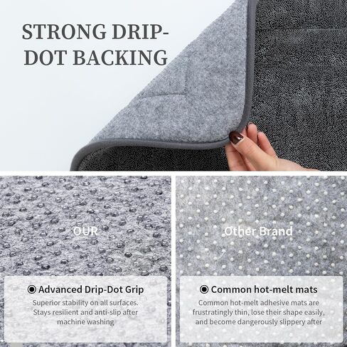 YIHOUSE Bathroom Rugs Sets 2 Piece, Towel-Like Soft Absorbent Thick High Density Memory Foam Bath Mat Set, Non-Slip Machine Washable Bath Rugs for Bathroom, Tub & Shower (32"x20"+24"x17", Dark Grey) in Saudi Arabia