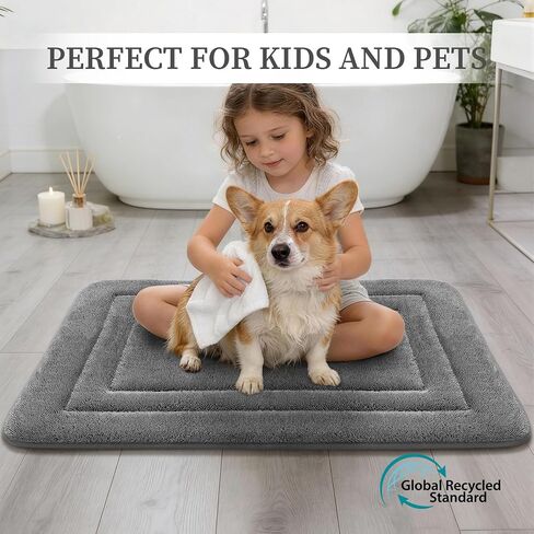 YIHOUSE Bathroom Rugs Sets 2 Piece, Towel-Like Soft Absorbent Thick High Density Memory Foam Bath Mat Set, Non-Slip Machine Washable Bath Rugs for Bathroom, Tub & Shower (32"x20"+24"x17", Dark Grey) in Saudi Arabia