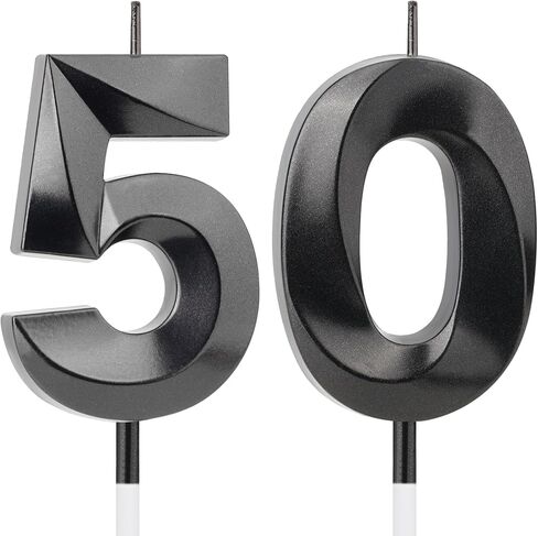 50th Birthday Decorations for Men Women, Black Number 50 Birthday Candle for Cake, 4.7 Inch Number 50 Candle Cake Topper, 50th Birthday Candles for Women and Men, Milestone Party Supplies in Kuwait