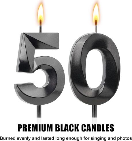 50th Birthday Decorations for Men Women, Black Number 50 Birthday Candle for Cake, 4.7 Inch Number 50 Candle Cake Topper, 50th Birthday Candles for Women and Men, Milestone Party Supplies in Kuwait