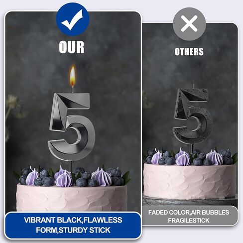 50th Birthday Decorations for Men Women, Black Number 50 Birthday Candle for Cake, 4.7 Inch Number 50 Candle Cake Topper, 50th Birthday Candles for Women and Men, Milestone Party Supplies in Kuwait