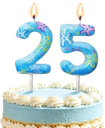 Number 25 Birthday Candle for Cake, Sponge Cartoon Flower Cloud Cake Topper, Cute Birthday Cupcake Decoration for 25th Birthday Party Supplies in Saudi Arabia