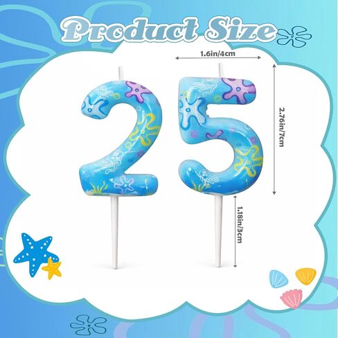 Number 25 Birthday Candle for Cake, Sponge Cartoon Flower Cloud Cake Topper, Cute Birthday Cupcake Decoration for 25th Birthday Party Supplies in Saudi Arabia