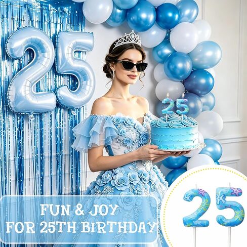 Number 25 Birthday Candle for Cake, Sponge Cartoon Flower Cloud Cake Topper, Cute Birthday Cupcake Decoration for 25th Birthday Party Supplies in Saudi Arabia