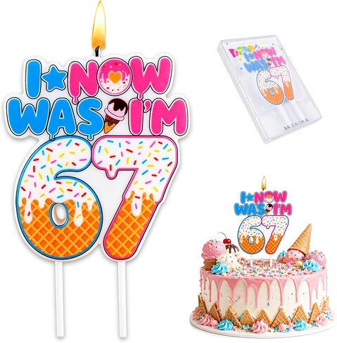 Ice Cream Drip 6 7 Number Birthday Candle, I was 6 Now I'm 7 Theme Birthday Cake Topper Candle for Boy Girl 7 Years Old, 67 Happy Birthday Party Supllies in Saudi Arabia