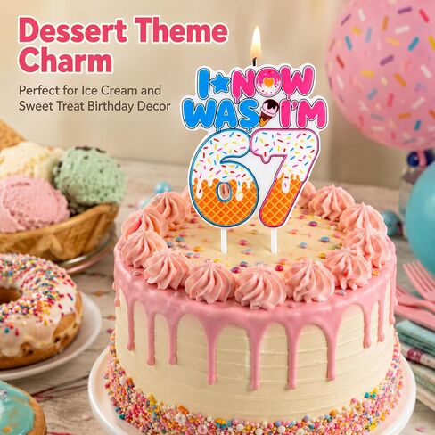 Ice Cream Drip 6 7 Number Birthday Candle, I was 6 Now I'm 7 Theme Birthday Cake Topper Candle for Boy Girl 7 Years Old, 67 Happy Birthday Party Supllies in Saudi Arabia