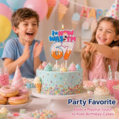 Ice Cream Drip 6 7 Number Birthday Candle, I was 6 Now I'm 7 Theme Birthday Cake Topper Candle for Boy Girl 7 Years Old, 67 Happy Birthday Party Supllies in Saudi Arabia