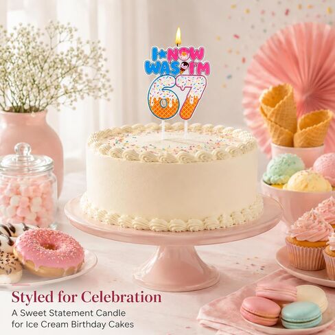 Ice Cream Drip 6 7 Number Birthday Candle, I was 6 Now I'm 7 Theme Birthday Cake Topper Candle for Boy Girl 7 Years Old, 67 Happy Birthday Party Supllies in Saudi Arabia
