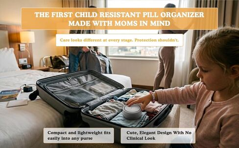 Loxie Child Resistant Travel Pill Case, Lightweight, Cotton Bag & Labels in Kuwait