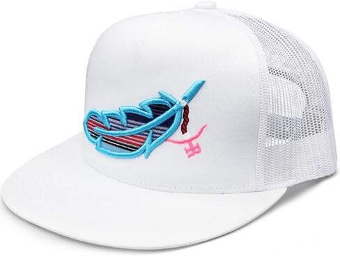 The Rancher Hat Co. Feathered Outlaw Flat Bill Trucker Hat - High Profile Snapback Western Cap in Saudi Arabia