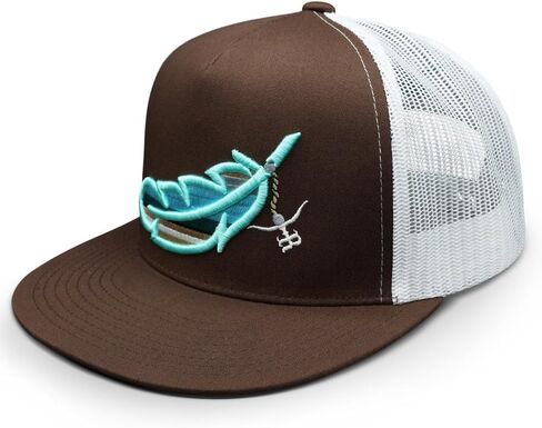 The Rancher Hat Co. Feathered Outlaw Flat Bill Trucker Hat - High Profile Snapback Western Cap in Saudi Arabia