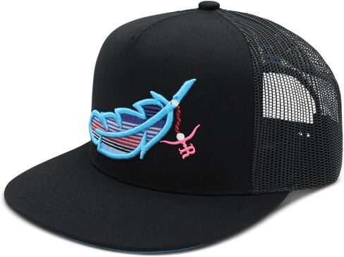 The Rancher Hat Co. Feathered Outlaw Flat Bill Trucker Hat - High Profile Snapback Western Cap in Saudi Arabia