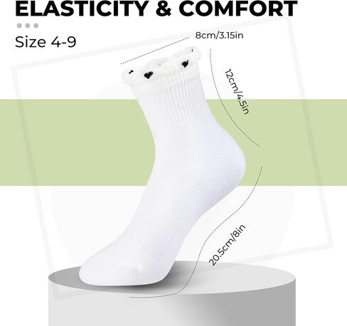 JINGRULIU 100% Cotton Thin Socks For Women Cute Ruffle Crew Socks Breathable Cool Girls Novelty Ankle Socks 6 Pairs in Saudi Arabia