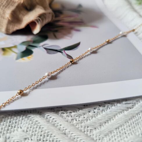 Gold Pearl Necklaces for Women, Dainty Small Simple 18K Gold Plated Choker Bead Necklaces for Women Handmade Pearl Jewelry Bridesmaid Gifts Style 1 in Saudi Arabia
