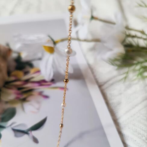 Gold Pearl Necklaces for Women, Dainty Small Simple 18K Gold Plated Choker Bead Necklaces for Women Handmade Pearl Jewelry Bridesmaid Gifts Style 1 in Saudi Arabia