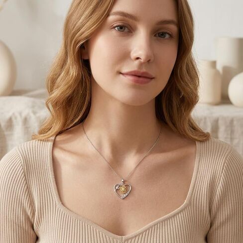 Lab Grown Diamond Chrysanthemum Necklace for Women, 925 Sterling Silver Diamonds Heart Pendant Birth Flower Necklaces Flower Jewelry Gifts for Women in Kuwait