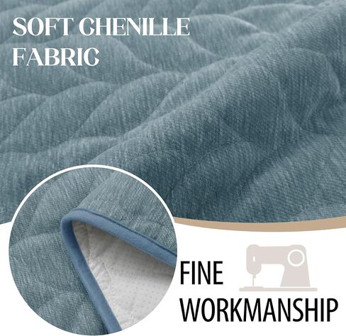 JIUZHEN Couch Cover for Dogs Chenille Quilted Couch Covers for Pets Washable Sofa Protector for 3 Cushion Cover Non Slip Sofa Slipcover with Straps(34" x 82", Light Grey) in Saudi Arabia