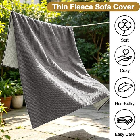 Wear & Tear Resistant Washable Couch Covers for Sectional Sofa, Soft Non-Slip Sofa Cover Pet Friendly, Light Portable Slipcovers for 3-Cushion Couch, Deep Gray, 36"×83", 1pcs in Saudi Arabia