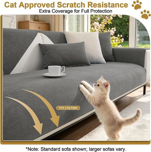 Wear & Tear Resistant Washable Couch Covers for Sectional Sofa, Soft Non-Slip Sofa Cover Pet Friendly, Light Portable Slipcovers for 3-Cushion Couch, Deep Gray, 36"×83", 1pcs in Saudi Arabia