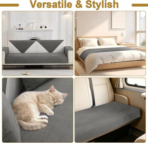Wear & Tear Resistant Washable Couch Covers for Sectional Sofa, Soft Non-Slip Sofa Cover Pet Friendly, Light Portable Slipcovers for 3-Cushion Couch, Deep Gray, 36"×83", 1pcs in Saudi Arabia
