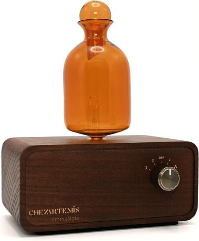 Ember Glass Essential Oil Diffuser with Handmade Wood Base for Aromatherapy, Retro Waterless Scent Diffuser with Cool Mist, Portable & Cordless Oil Nebulizer with LED & Timer, 2026 Model in Saudi Arabia