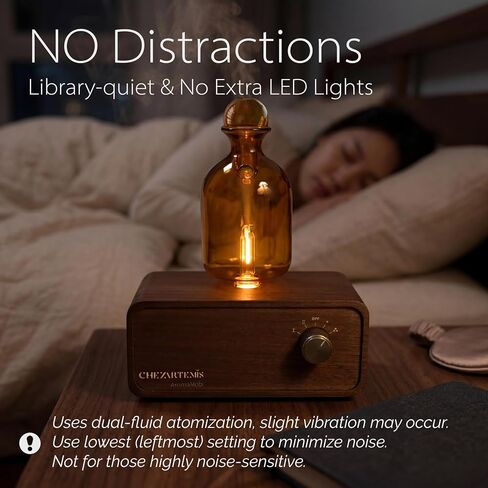 Ember Glass Essential Oil Diffuser with Handmade Wood Base for Aromatherapy, Retro Waterless Scent Diffuser with Cool Mist, Portable & Cordless Oil Nebulizer with LED & Timer, 2026 Model in Saudi Arabia