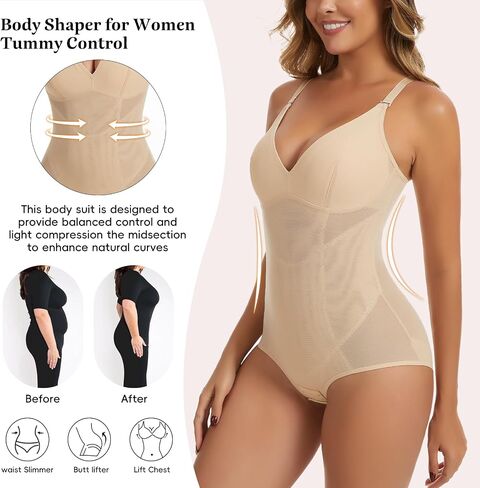 JOYSHAPER ملابس داخلية للنساء بدلة للجسم رقبة على شكل V للتحكم في البطن ملابس داخلية Faja محدد شكل الجسم مدرب خصر حزام ارتداءها in Kuwait