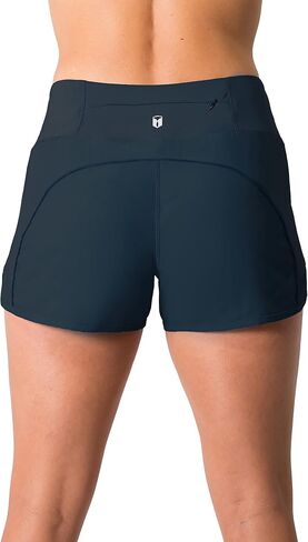 Tough Mode Womens 3" Lightweight Running WOD Volleyball Shorts Workout Mesh Liner Zip Pocket Navy in Kuwait