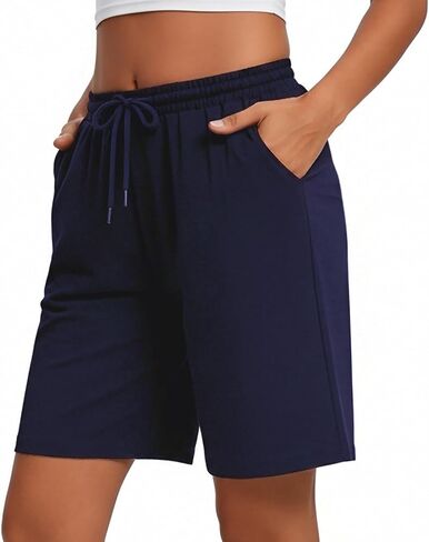 ZORBA Women's Plus Size Bermuda Shorts Athletic Casual Lounge Loose Shorts Running Shorts Long Yoga Shorts with Pockets in Saudi Arabia