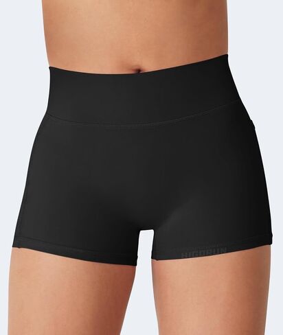 HIGORUN Mid Rise Biker Shorts with Pocket 3.6 Inseam Workout Booty Shorts Hidden Scrunch Gym Shorts for Women in Saudi Arabia