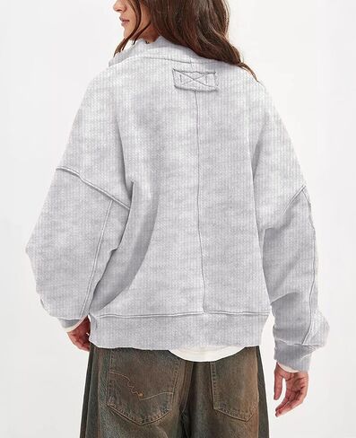 Gnveub Sweatshirt for Women Oversized Henley Neck Long Sleeve Button Pullover Tops Trendy Outfits Clothes in Saudi Arabia