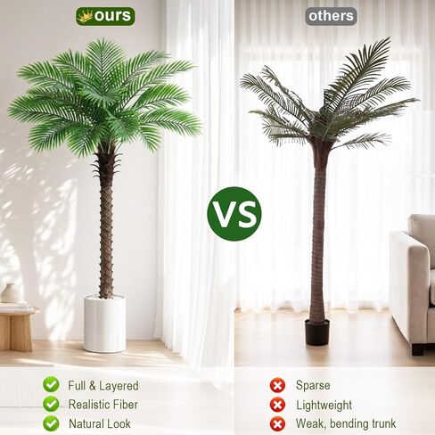 6FT Artificial Phoenix Palm Tree for Outdoors, UV Resistant Fake Coconut Silk Palm, Large Faux Tropical Tree for Outside Patio Poolside Home Office Indoor Decor, Black Pot Included in Kuwait